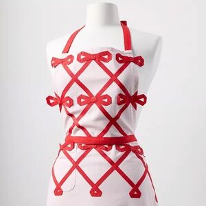 Anthropologie Benedita Red Bow Apron / NWT